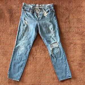Distressed Blue Jeans
